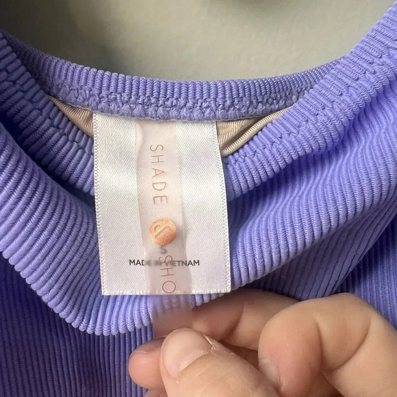 Shade & Shore Double Knot Cut Out Ribbed One Piece Swimsuit S Purple Cheeky - Picture 3 of 4